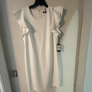 Tommy Hilfiger White Dress with Ruffle Sleeves new with tags